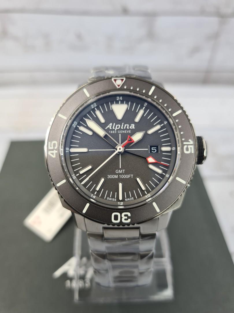 Alpina シーストロング ダイバー GMT ウォッチ ネイビー ブレスレット - 時計