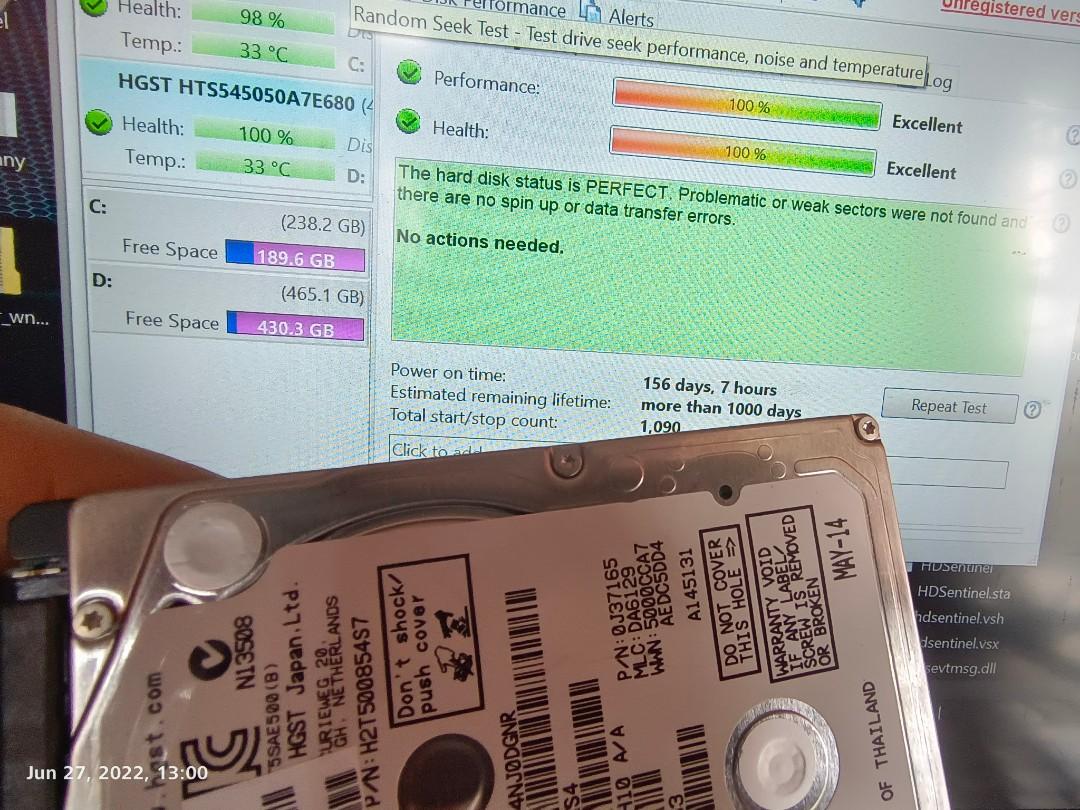 Assorted Laptop HDD 500gb (Category: Hard Disks & Thumbdrives) located in Quezon City. Submitted by gadgetsun (Listing ID 1169100818, Image 3). Description: Assorted brand 850each good condition with OS pa.