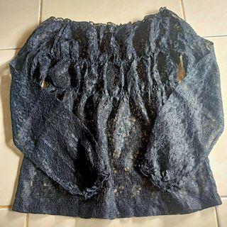 Atasan brukat sabrina transparan