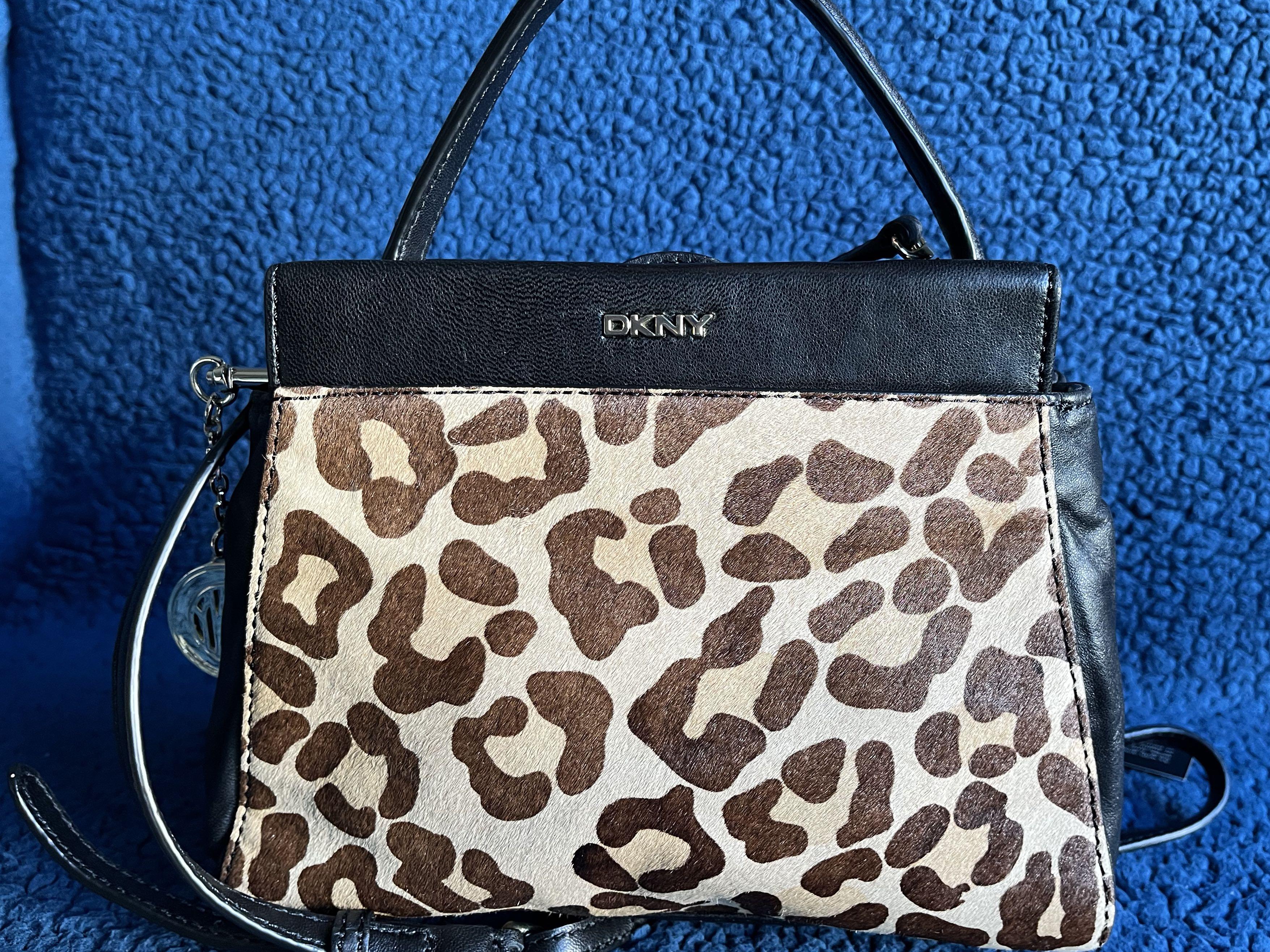 Authentic DKNY leather leopard small handbag shoulder crossbody