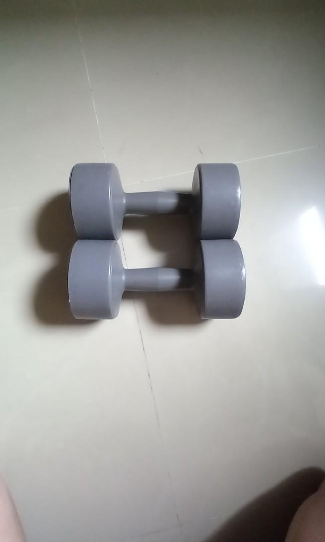Barbells 5kg plastic, Sports Equipment, Exercise & Fitness, Weights & Dumbbells on Carousell