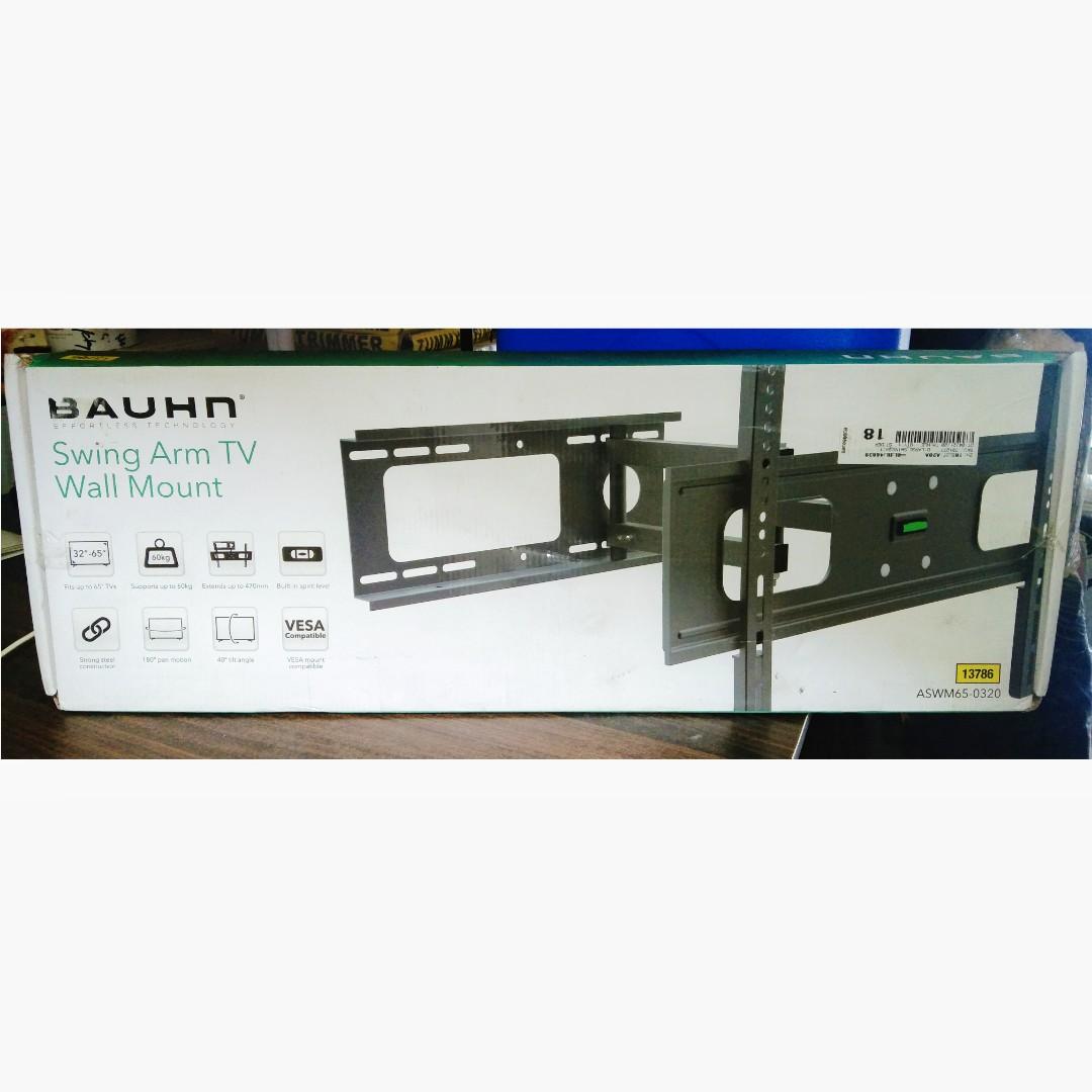 Bauhn Swing Arm TV Wall Mount (Category: Mounts & Holders) located in Rizal. Submitted by TheSweetSpotShoppe (Listing ID 1169106962, Image 2). Description: Adjustable to fit TV sizes from 32" up to 65" Holds up to 60kg Made from strong and tough steel Up to 40° tilt angle.