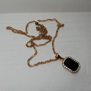 Black obsidian necklace with diamond