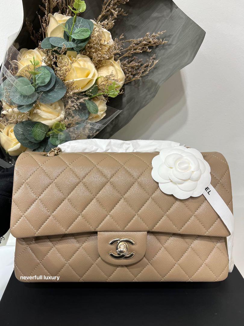 BNIB Chanel Classic Flap Medium Caviar 22A Dark Beige Luxury