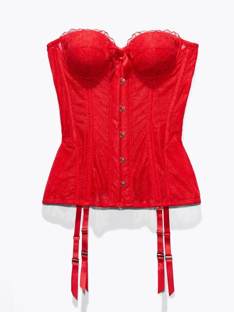 BNWOT Savage X Fenty Lingerie by Rihanna Goji Berry Red Large Plus Size  Embroidered Lace Corset, Women's Fashion, Tops, Other Tops on Carousell