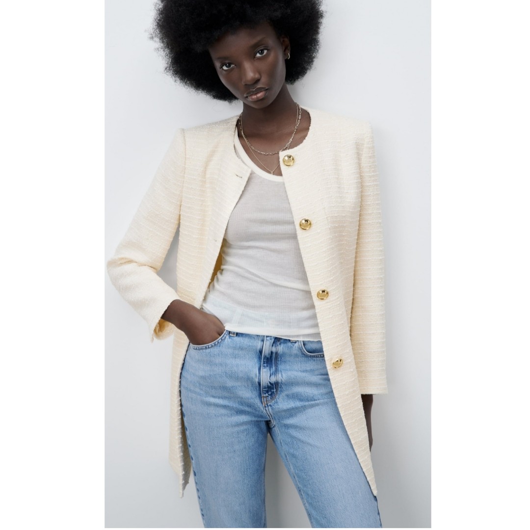 BNWT Zara Structured Tweed Blazer Women s Fashion Coats Jackets