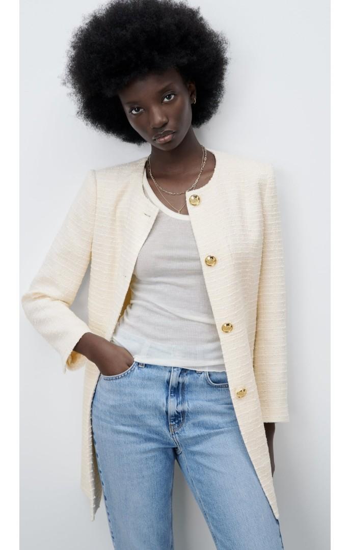Zara Tweed Jacket White Jacket Zara Woman BNWT Zara Structured