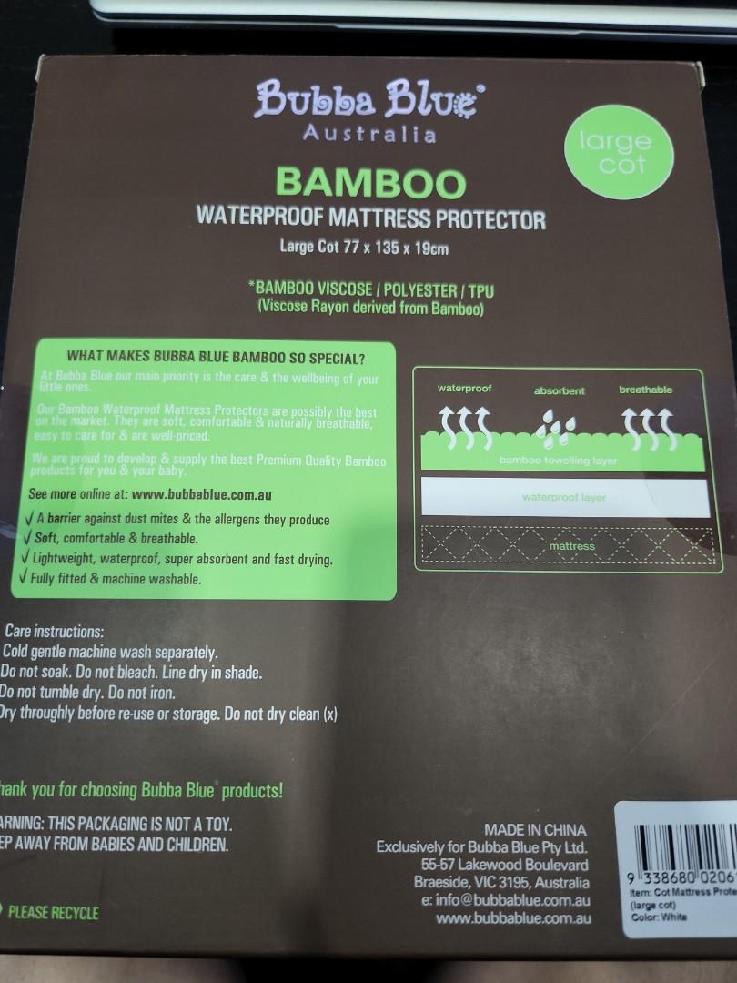 Bubba Blue Bamboo Waterproof Mattress Protector 77x135x19cm Furniture Home Living Furniture Bed Frames Mattresses on Carousell