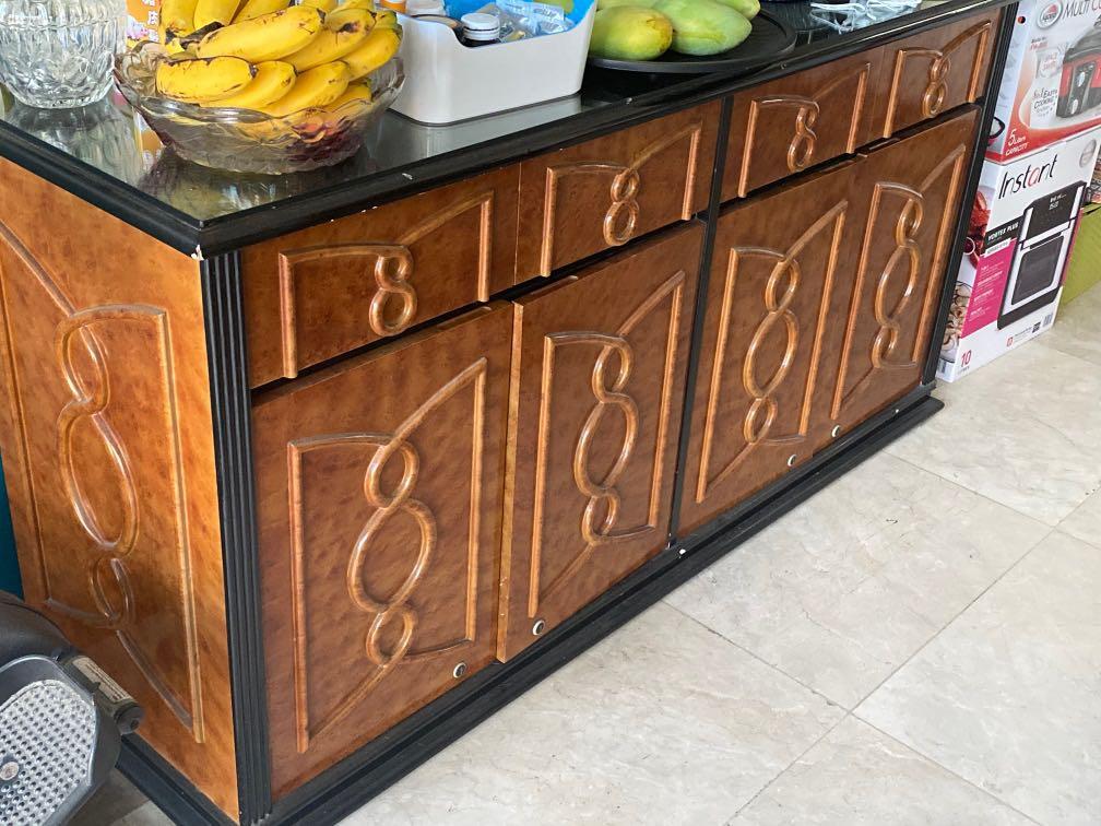 Buffet Table with Top glass, Furniture & Home Living, Furniture, Tables