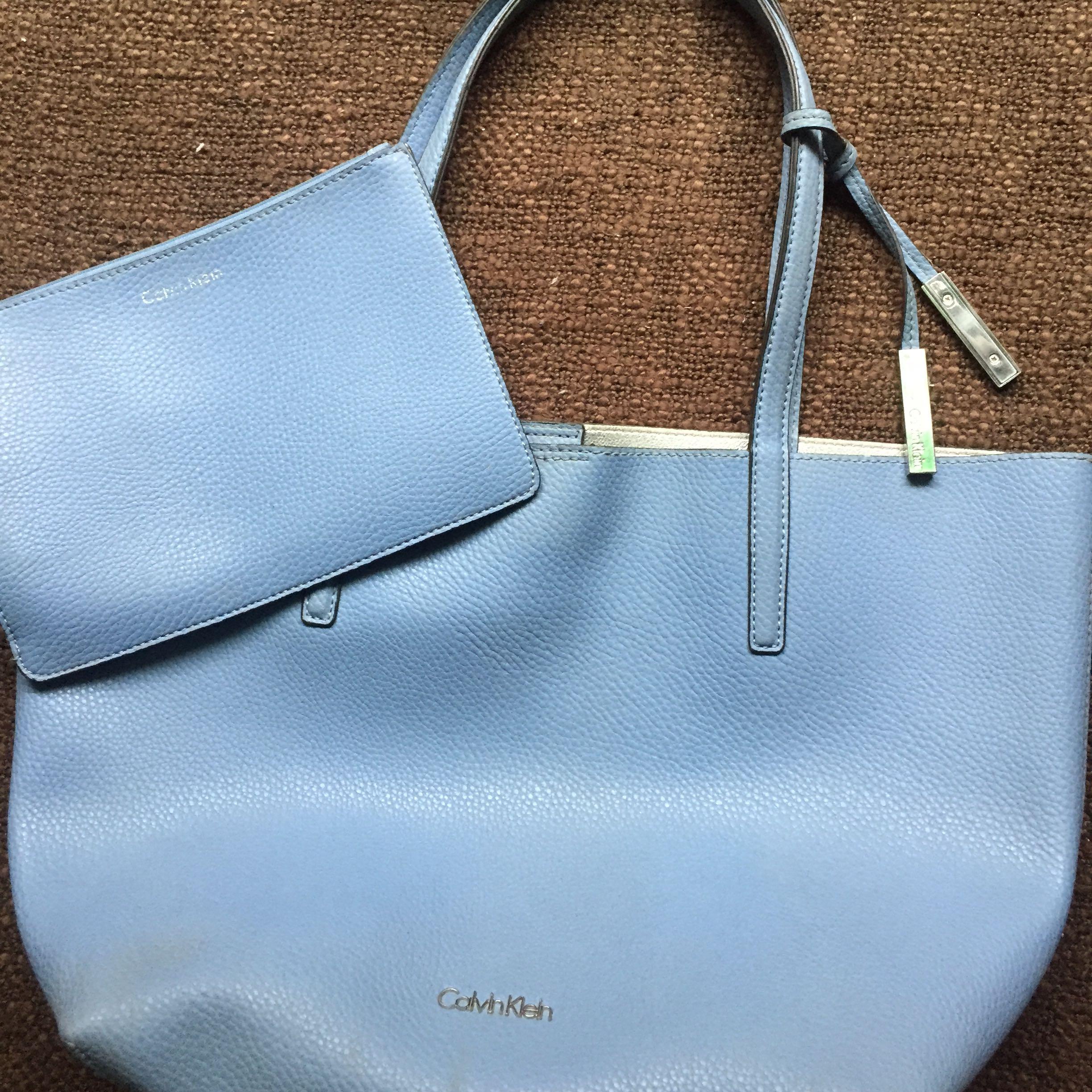 Calvin Klein Powder Blue Office Bag with Pouch