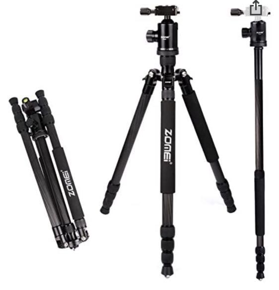Carbon Fiber Tripod with Ball Head Compact Travel, Photography