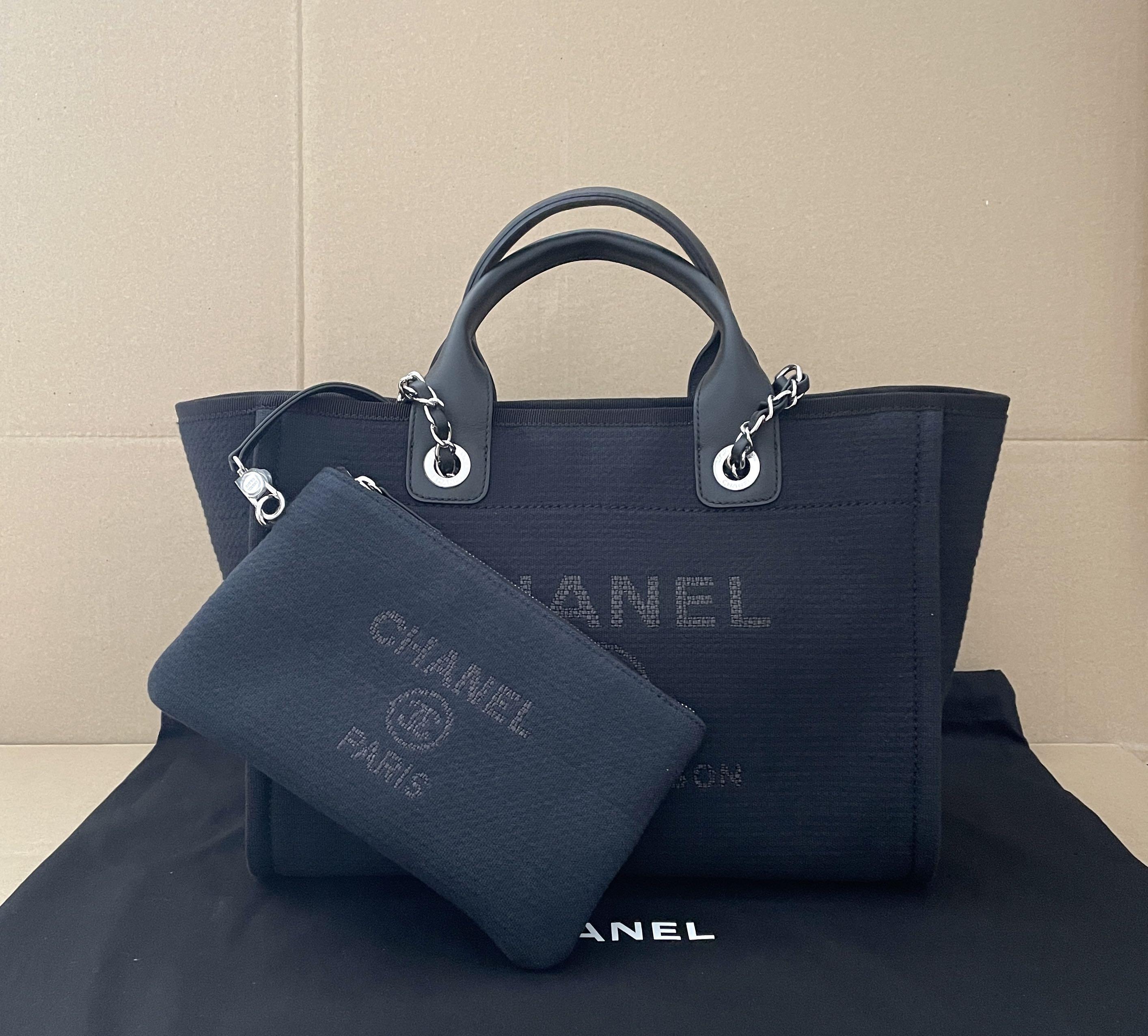 Chanel Deauville small tote bag beige canvas