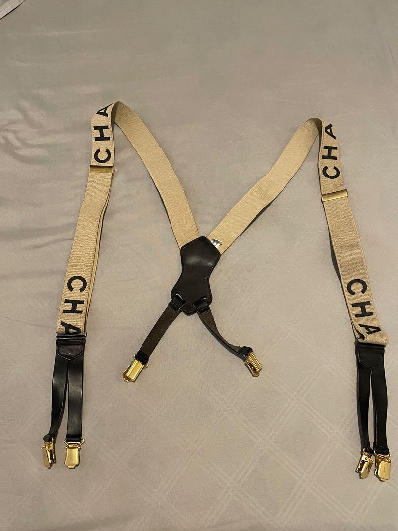 Chanel Beige Logo Suspenders