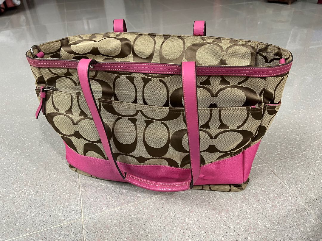 Pink coach diaper bag 2025