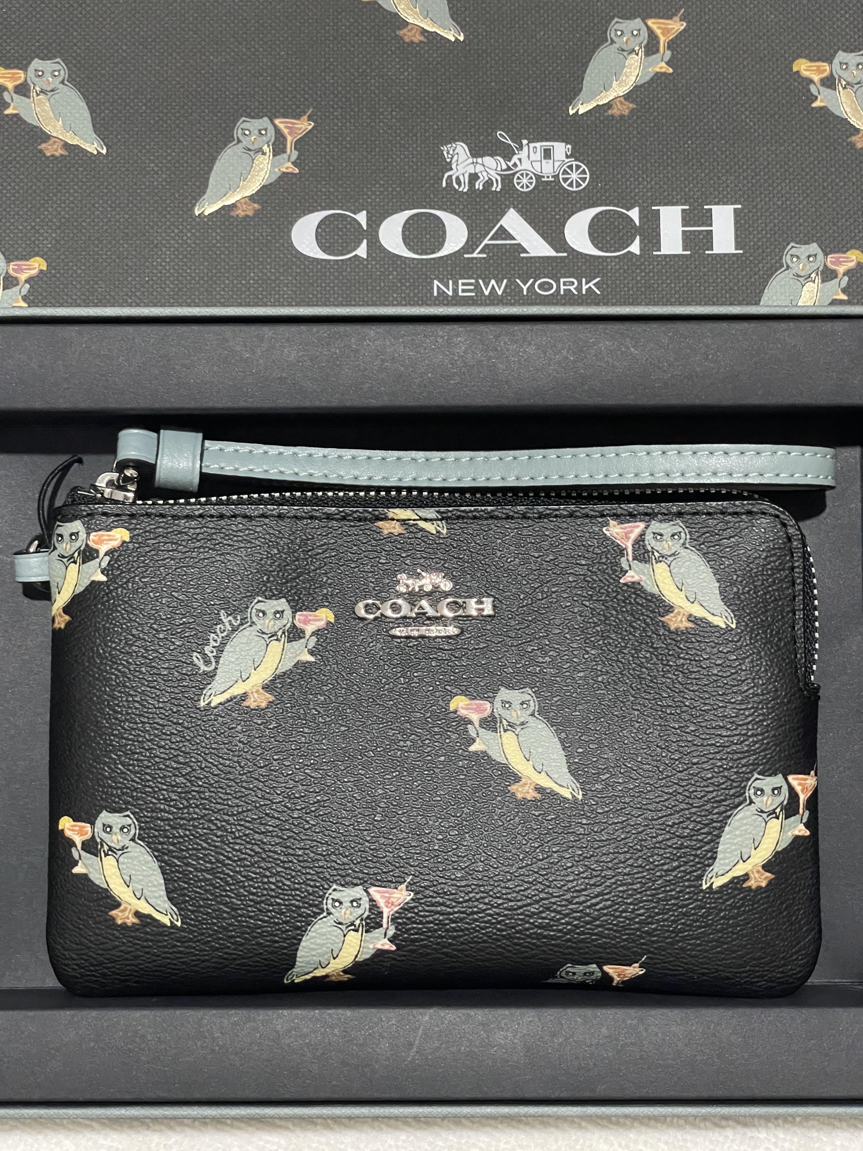 Coach owl 2025 wristlet