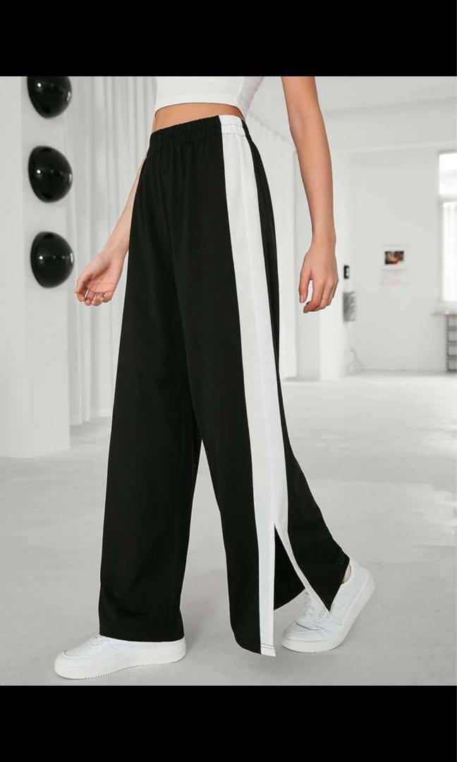 Contrast side slit sweatpants joggers, Women's Fashion, Bottoms, Other  Bottoms on Carousell