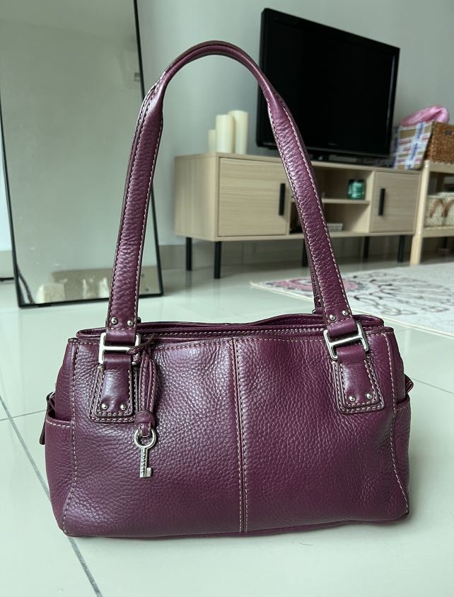 Fossil purple leather handbag