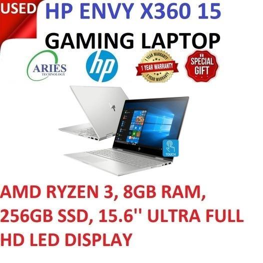 Gaming Laptop Touchscreen USED Model HP Envy x360 AMD RYZEN 3, 8GB, 256GB  SSD and Gaming Notebook