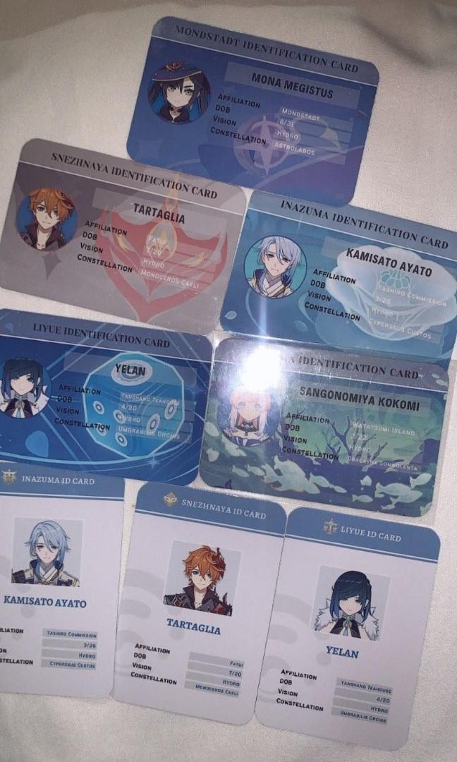 GENSHIN IMPACT ID CARD (HYDRO), Video Gaming, Gaming Accessories, Game