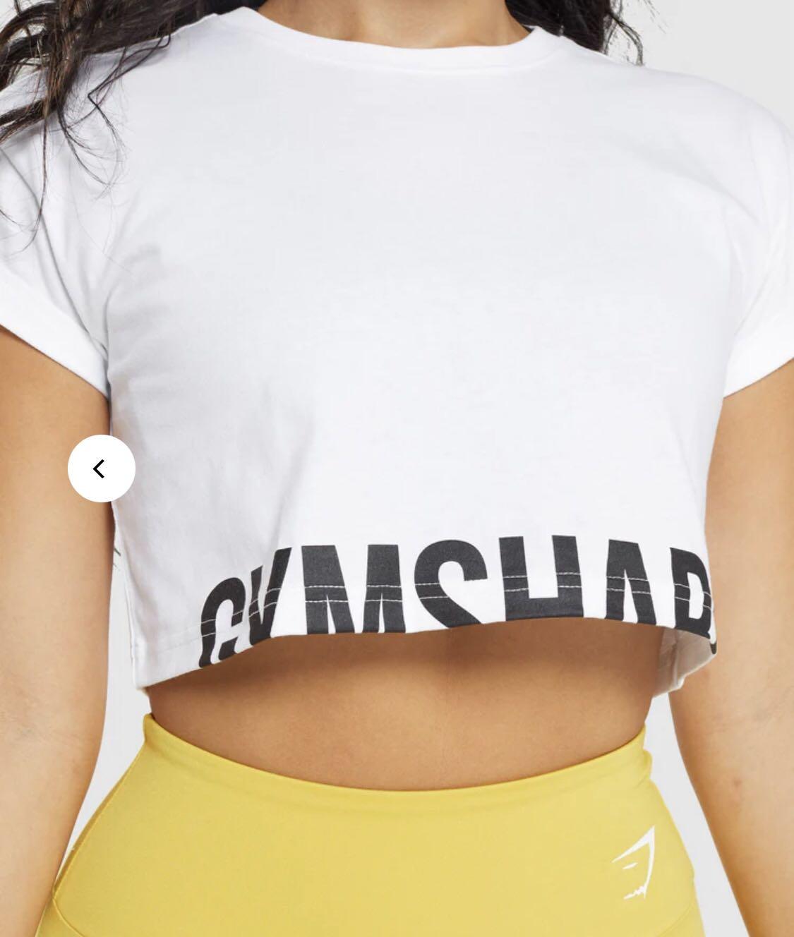 GYMSHARK Fraction Crop Top in White - size M, Women's Fashion, Activewear  on Carousell
