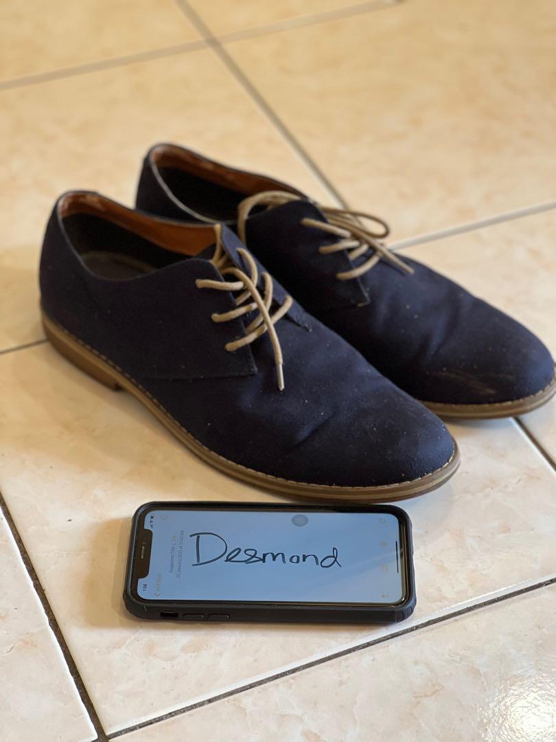 H M Dark Blue Suede Formal Shoes Men s Fashion Footwear Dress