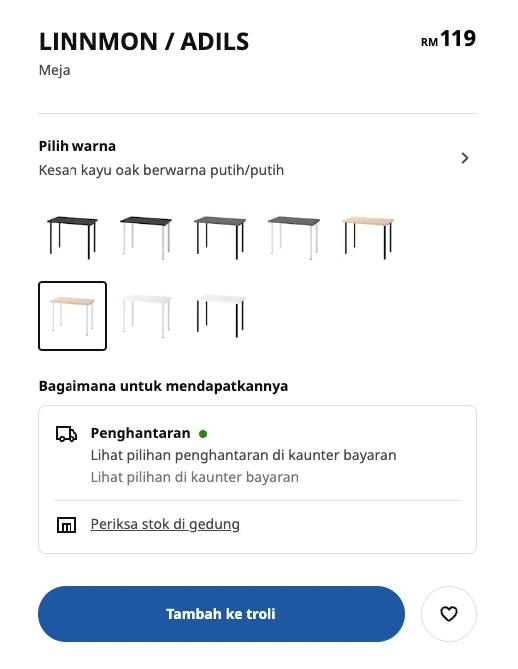 Ikea Desk 100cm x 60cm, Furniture & Home Living, Furniture, Tables