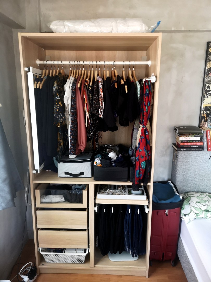 Ikea Pax open wardrobe with pull out mirror and racks, ???????????????, ??????, ??????????????? ...