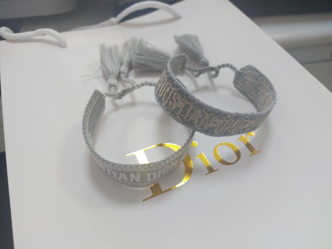 J Adior Gray Dior Oblique Woven Bracelet