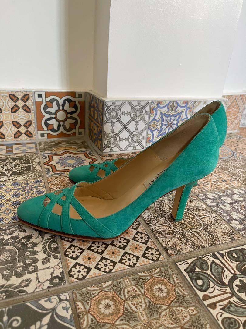 Jimmy Choo suede peacock heels EU37.5 Women s Fashion Footwear