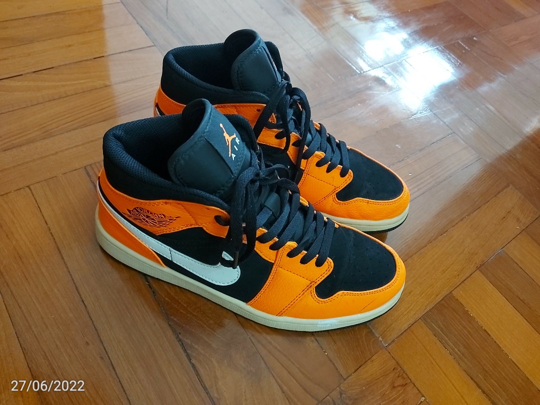 JORDAN 1 Mid ORANGE BLACK Carousell