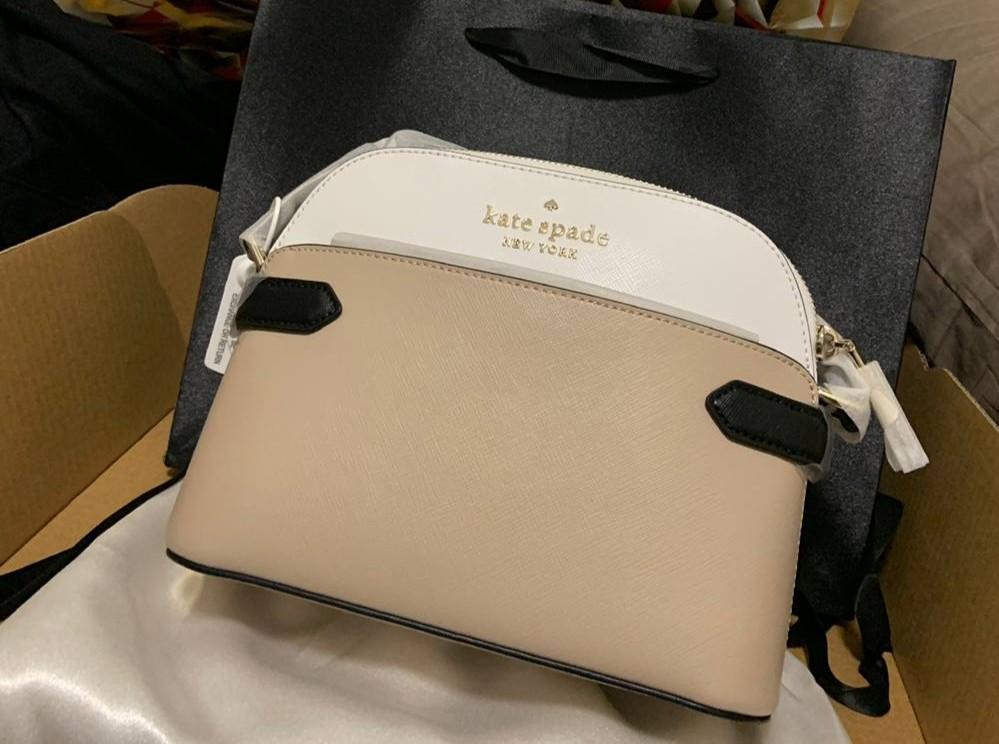 Kate Spade Staci Saffiano Leather Flap Shoulder Bag Lilac Moonlight