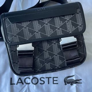 Lacoste Men's Monogram Print Leather Shoulder Bag