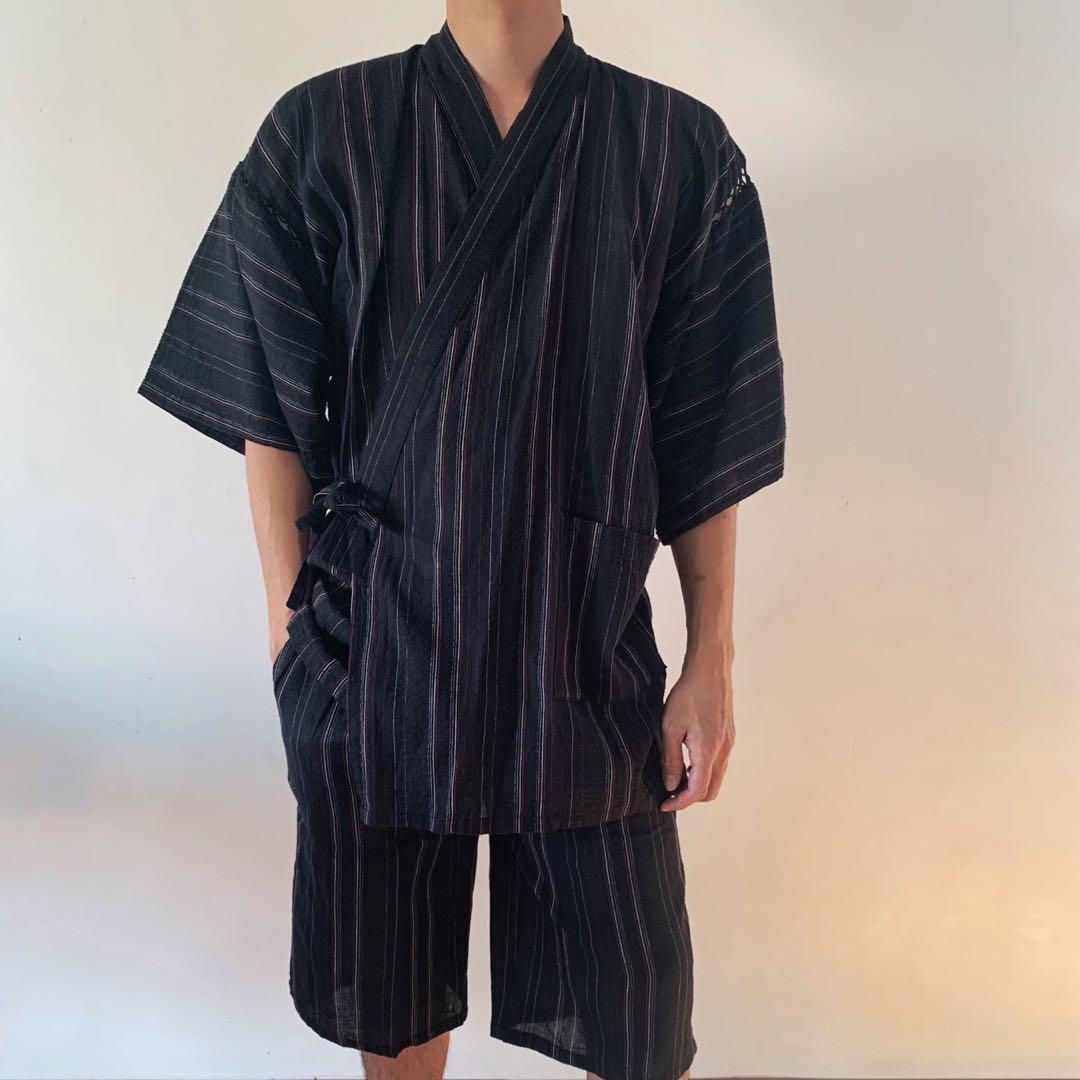 Male Jinbei 2 pcs Japanese Summer Wear Yukata Kimono Bon Odori