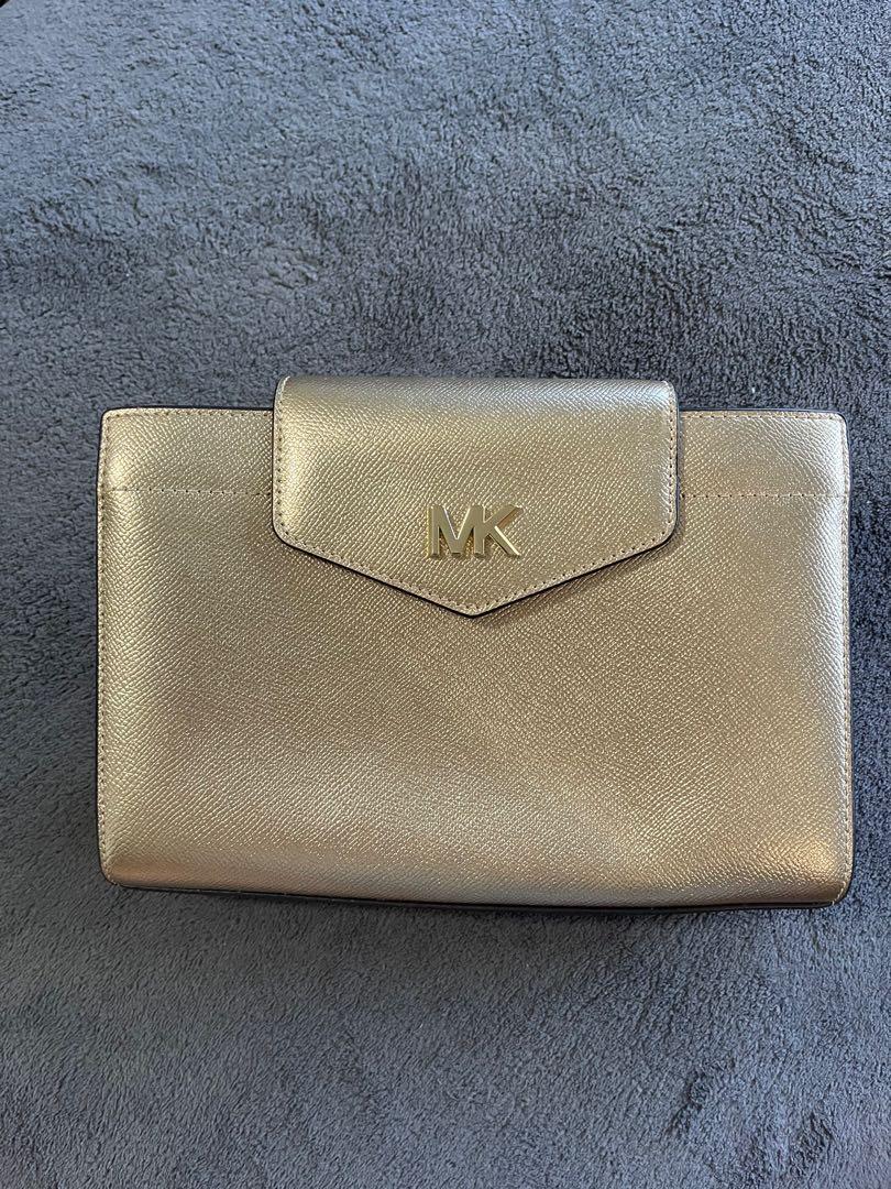 Mk gold online clutch bag