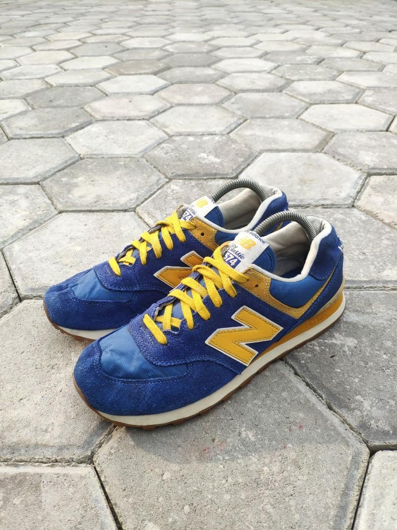 New balance 574 sales classic blue yellow