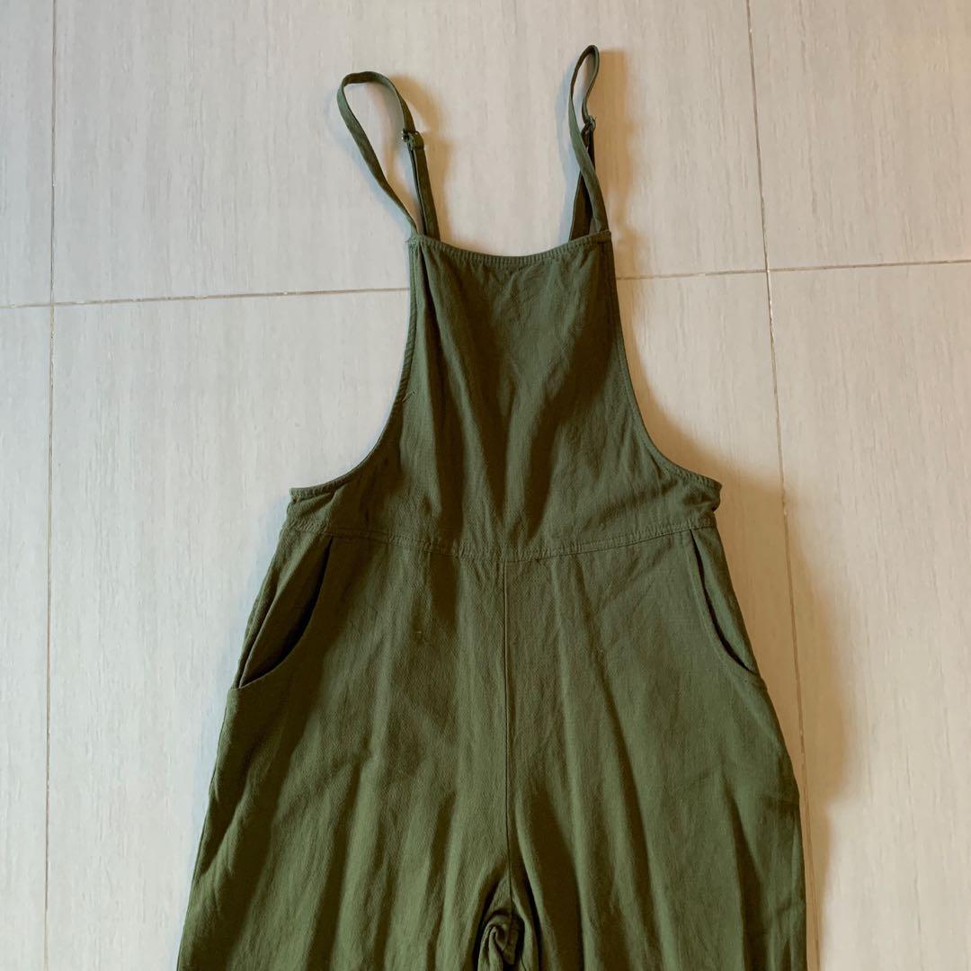 Olive linen blend overalls, Women's Fashion, Dresses & Sets, Jumpsuits