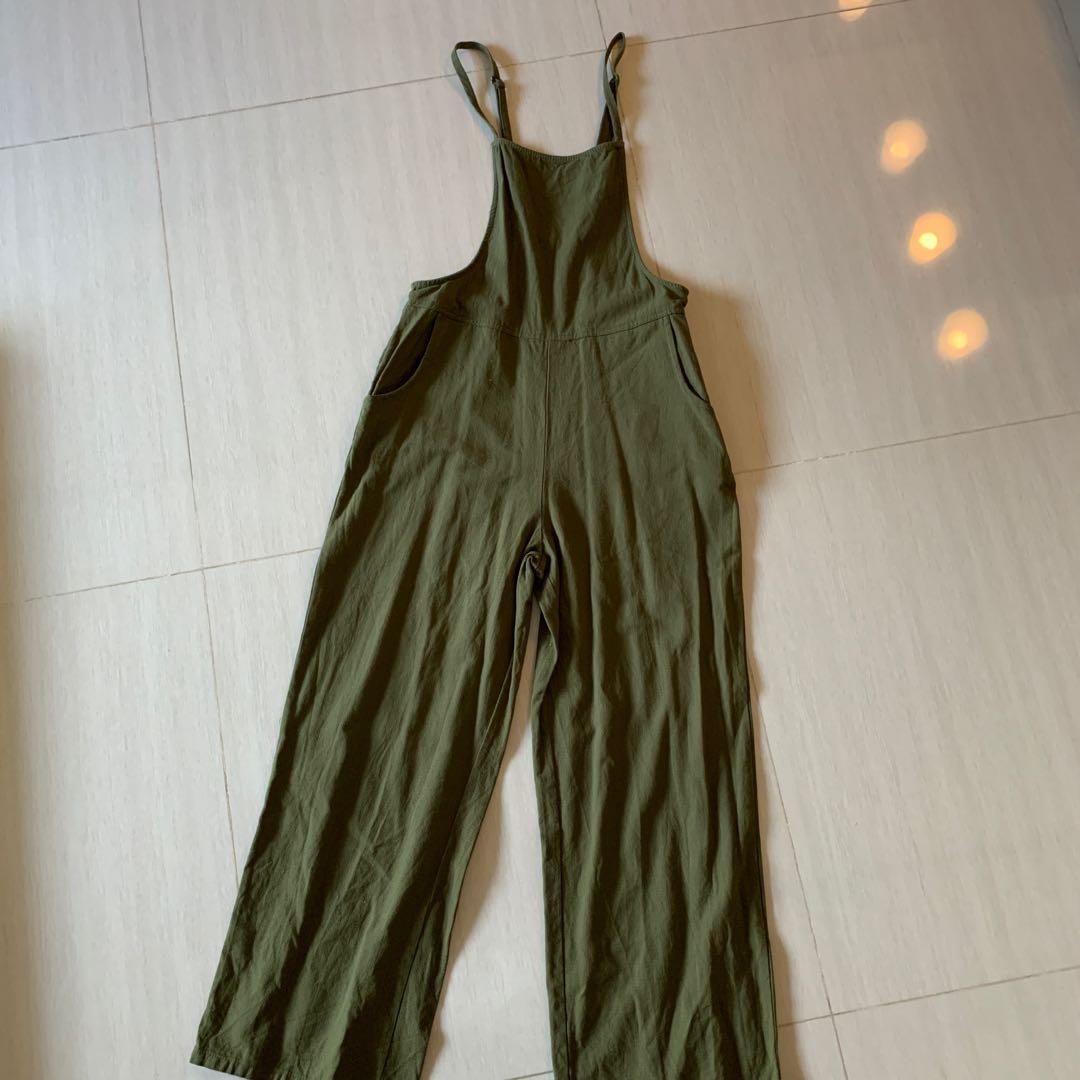 Olive linen blend overalls, Women's Fashion, Dresses & Sets, Jumpsuits