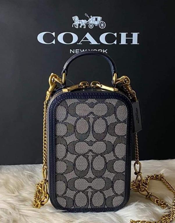 Original Coach Alie Camera Bag In Signature Jacquard 4866 Navy Blue, Women's Fashion, Bags