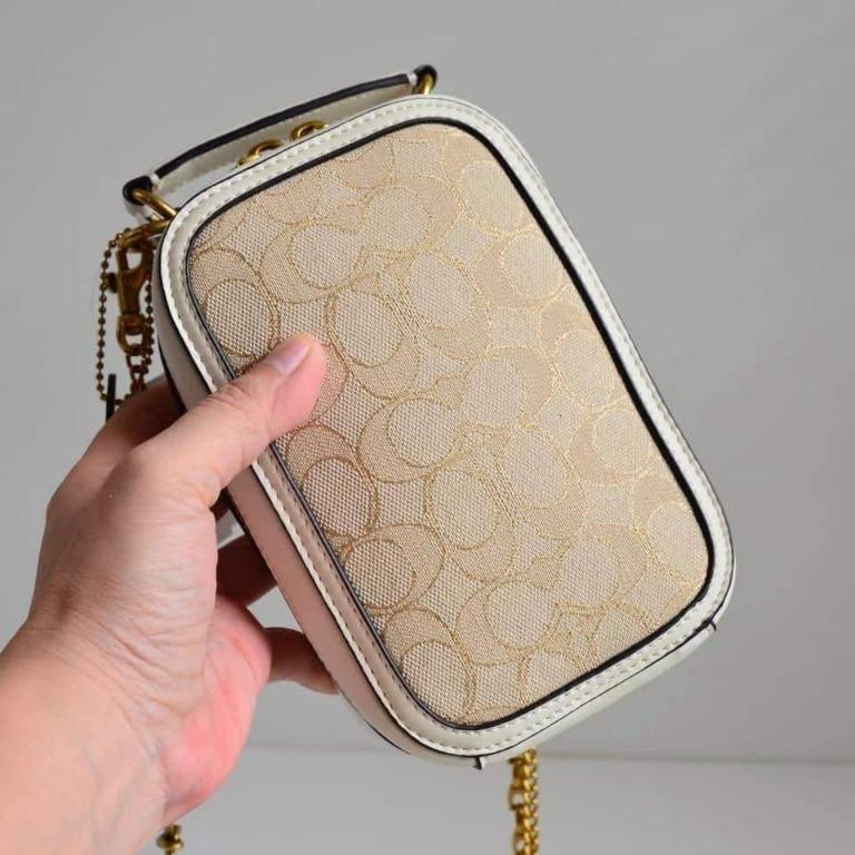 Original Coach Alie Camera Bag In Signature Jacquard 4866 Stone Ivory