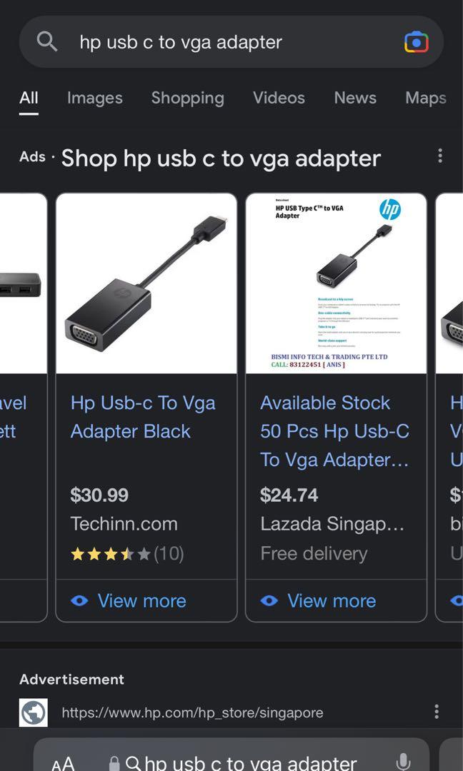 (Original) HP USB C TO VGA DISPLAY ADAPTER, Computers & Tech, Parts