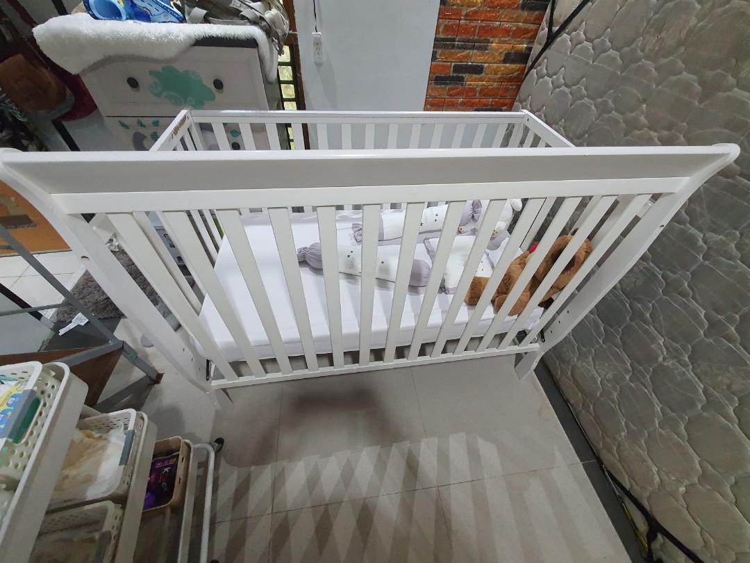 Preloved Wooden Convertible Crib in White Dwelling Brand, Babies & Kids