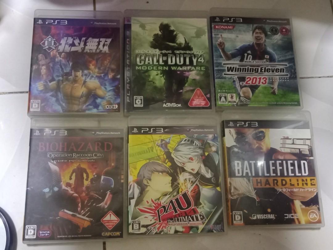 PS3 CD games (Category: PlayStation) located in Pasay City. Submitted by marineljapansurplus (Listing ID 1169058992, Image 1). Description: PS3 CD Games World Soccer 2013 Battlefield Hardline Call of Duty 4 Persona 4 The Ultimate Biohazard Fist of the North Star from Japan.