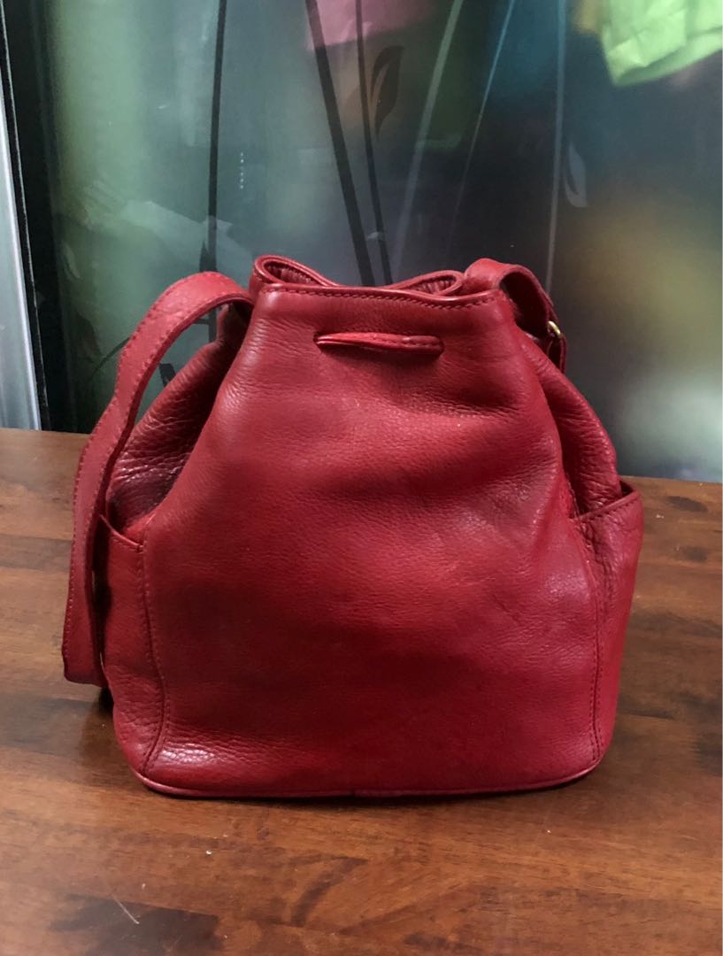 red suede coach purse