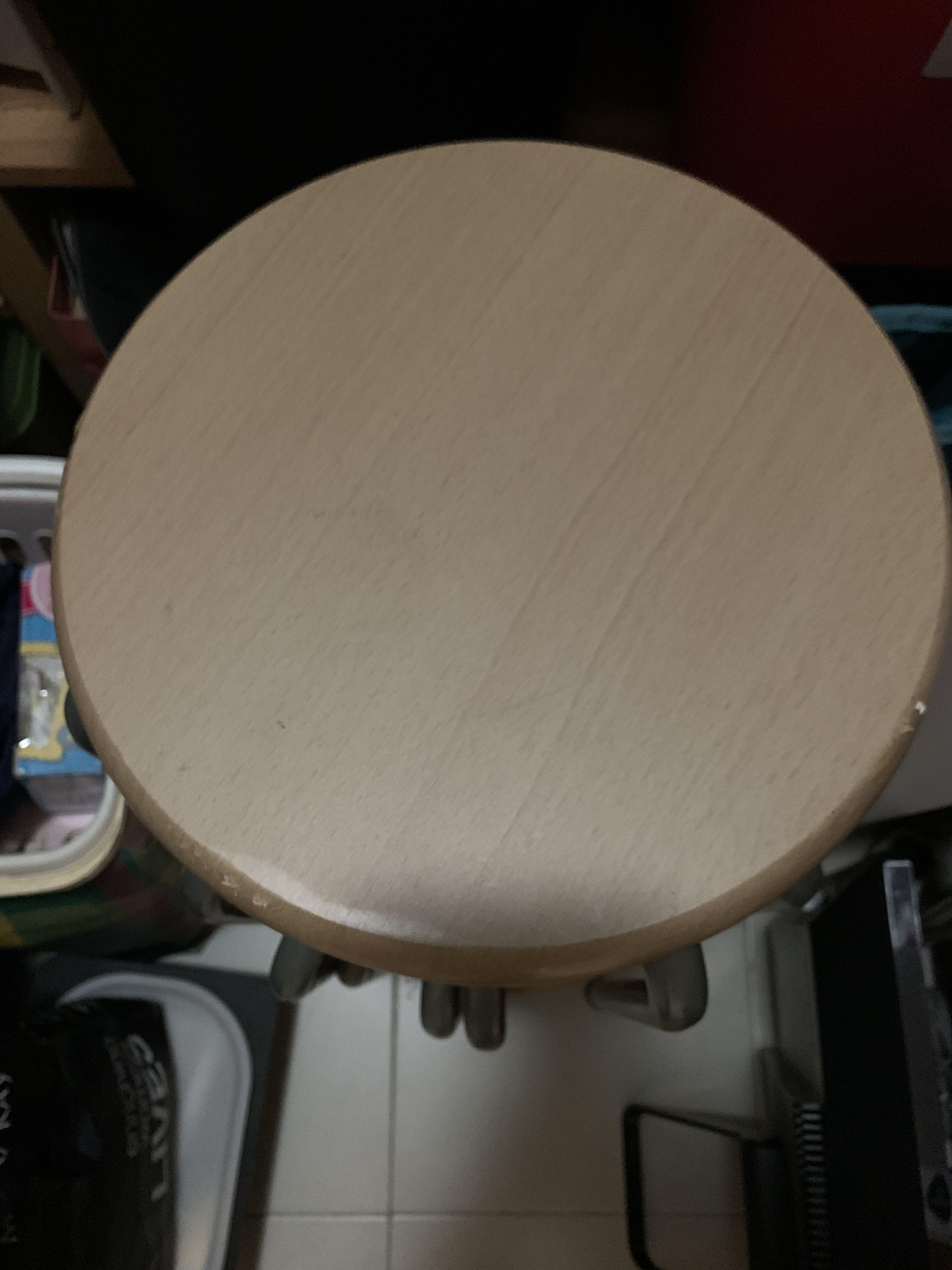 Round wooden stool seat with metal legs, Furniture & Home Living