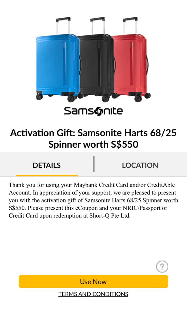 Samsonite Harts 68/25 Spinner Coupon Gift, Hobbies & Toys, Travel