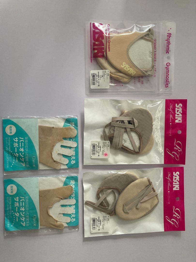 Sasaki toe shoes and Chacott bunion protectors for rhythmic gymnastics