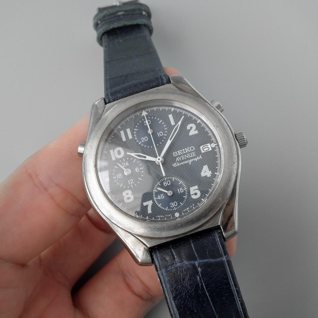 Seiko Honeycomb Dial Avenue Chronograph Vintage 7T27-6A60 from 1993  (Palladium Plated), Luxury, Watches on Carousell