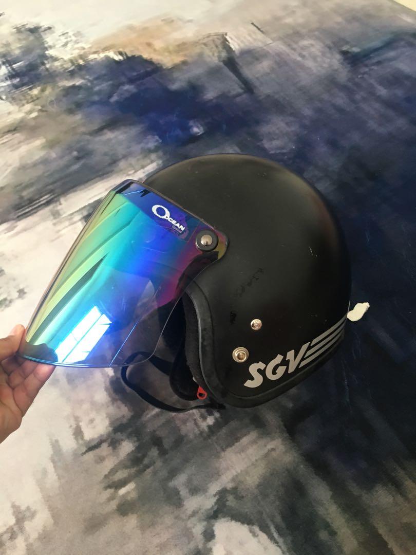 SGV Matte Black Helmet Motor Rainbow Visor by Ocean, Auto Accessories