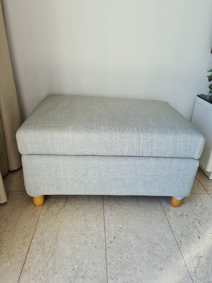 Sky Blue Ottoman + Cushion, Furniture & Home Living, Furniture, Chairs