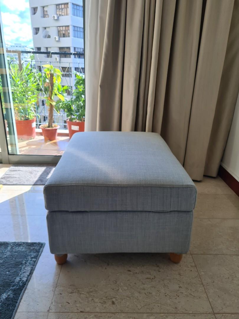 Sky Blue Ottoman + Cushion, Furniture & Home Living, Furniture, Chairs